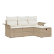 Afuera Living 4 Piece Beige Poly Rattan Garden Sofa Set With Cushions in Cream