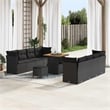 Afuera Living 11 Piece Black Poly Rattan Garden Sofa Set With Cushions