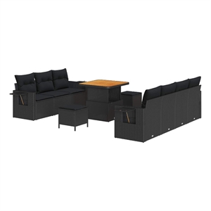 Afuera Living 10 Piece Garden Sofa Set With Cushions And Storage in Black
