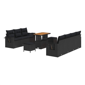 Afuera Living 10 Piece Garden Sofa Set With Cushions And Storage in Black