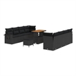 Afuera Living 11 Piece Poly Rattan Garden Sofa Set With Cushions in Black