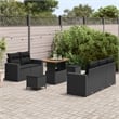 Afuera Living 8 Piece Black Poly Rattan Garden Sofa Set With Cushions
