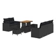 Afuera Living 8 Piece Black Poly Rattan Garden Sofa Set With Cushions