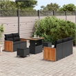 Afuera Living 10 Piece Poly Rattan Garden Sofa Set With Cushions in Black