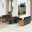 Afuera Living 11 Piece Poly Rattan Garden Sofa Set With Cushions in Black