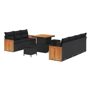 Afuera Living 13 Piece Poly Rattan Garden Sofa Set With Cushions in Black