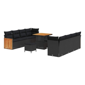 Afuera Living 12 Piece Poly Rattan Garden Sofa Set With Cushions in Black