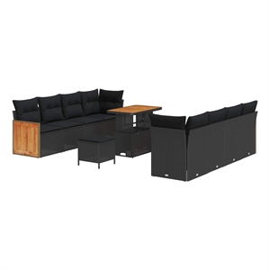 Afuera Living 12 Piece Poly Rattan Garden Sofa Set With Cushions in Black