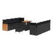 Afuera Living 12 Piece Poly Rattan Garden Sofa Set With Cushions in Black