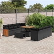 Afuera Living 12 Piece Poly Rattan Garden Sofa Set With Cushions in Black