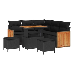 Afuera Living 9 Piece Poly Rattan Garden Sofa Set With Cushions in Black
