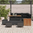 Afuera Living 9 Piece Poly Rattan Garden Sofa Set With Cushions in Black