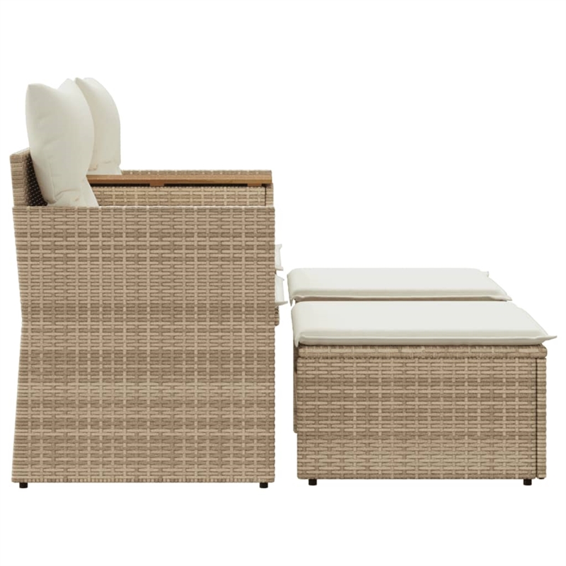 Afuera Living 2-Seater PE Rattan Garden Sofa With Adjustable Feet in Beige