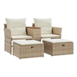 Afuera Living 2-Seater PE Rattan Garden Sofa With Adjustable Feet in Beige