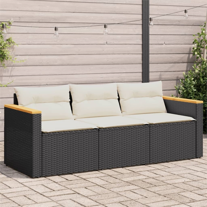 Afuera Living Contemporary Poly Rattan Garden Sofa in Black And Cream