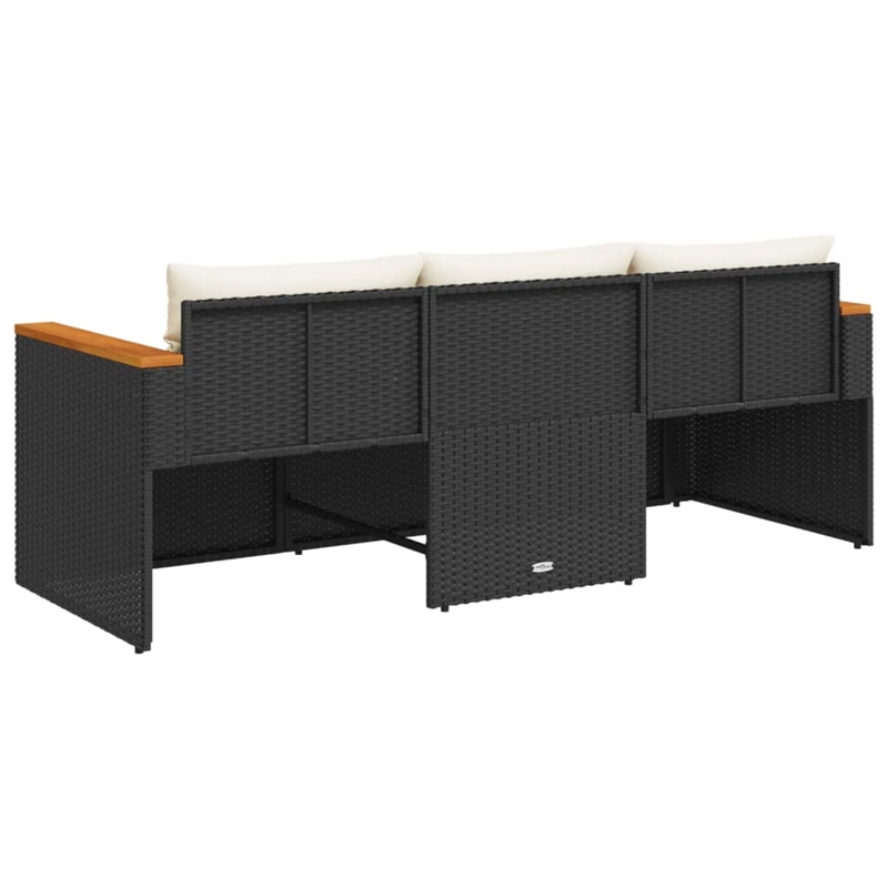 Afuera Living Contemporary Poly Rattan Garden Sofa in Black And Cream