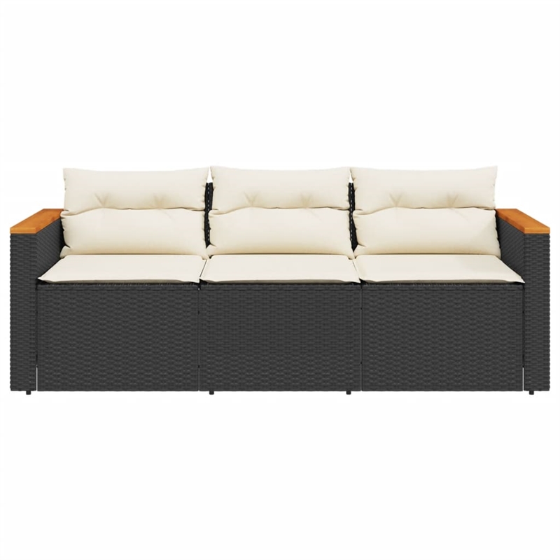 Afuera Living Contemporary Poly Rattan Garden Sofa in Black And Cream