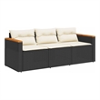 Afuera Living Contemporary Poly Rattan Garden Sofa in Black And Cream