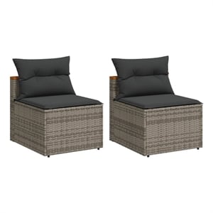 Afuera Living Contemporary PE Rattan Garden Sofa in Gray Finish