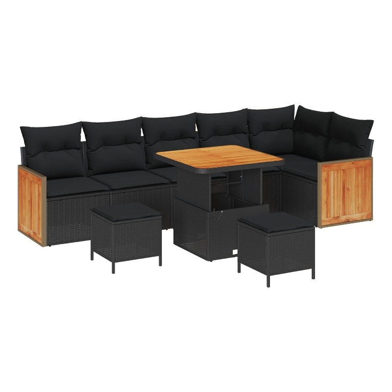 Afuera Living 11 Piece Poly Rattan Garden Sofa Set With Cushions in Black