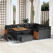 Afuera Living 13 Piece Poly Rattan Garden Sofa Set With Cushions in Black
