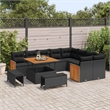 Afuera Living 13 Piece Poly Rattan Garden Sofa Set With Cushions in Black