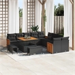 Afuera Living 17 Piece Poly Rattan Garden Sofa Set With Cushions in Black