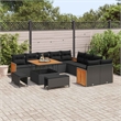 Afuera Living 17 Piece Poly Rattan Garden Sofa Set With Cushions in Black