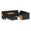 Afuera Living 17 Piece Poly Rattan Garden Sofa Set With Cushions in Black