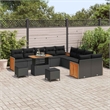 Afuera Living 17 Piece Poly Rattan Garden Sofa Set With Cushions in Black