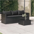 Afuera Living 3-Seater Poly Rattan Patio Sofa With Cushions in Black/Black Frame