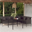 Afuera Living L-Shaped Poly Rattan Patio Sofa With Cushions in Black