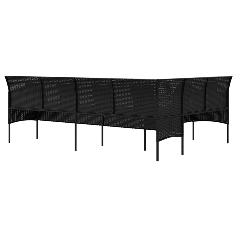 Afuera Living L-Shaped Poly Rattan Patio Sofa With Cushions in Black