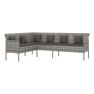 Afuera Living Contemporary Rattan Garden Sofa in Gray & Anthracite