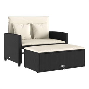 Afuera Living Contemporary Patio Sofa in Black & Cream With White Frame