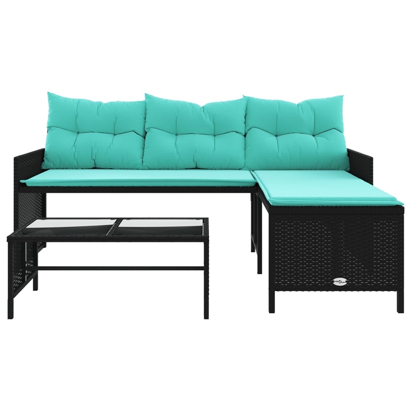 Afuera Living Garden Sofa With Blue Cushions in Turquoise/Black Frame