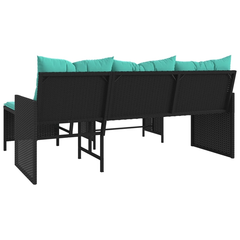 Afuera Living Garden Sofa With Blue Cushions in Turquoise/Black Frame