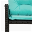 Afuera Living Garden Sofa With Blue Cushions in Turquoise/Black Frame