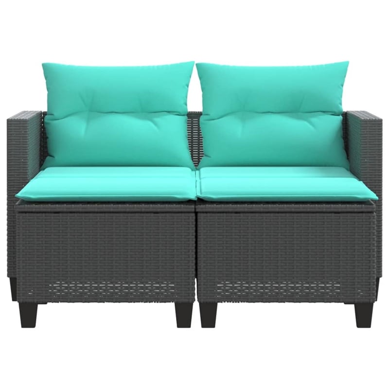 Afuera Living PE Rattan And Powder-Coated Steel Garden Sofa in Black And Blue
