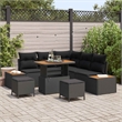 Afuera Living 8 Piece Poly Rattan Garden Sofa Set With Cushions in Black