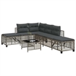 Afuera Living 3-Piece Rattan Corner Patio Sofa Set With Cushions in Dark Gray