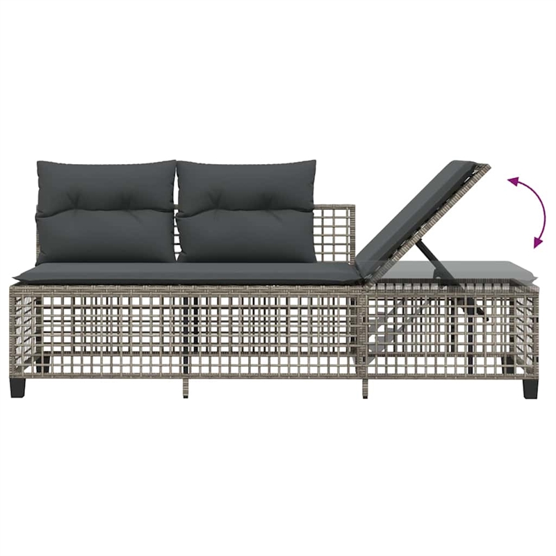 Afuera Living 3-Piece Rattan Corner Patio Sofa Set With Cushions in Dark Gray