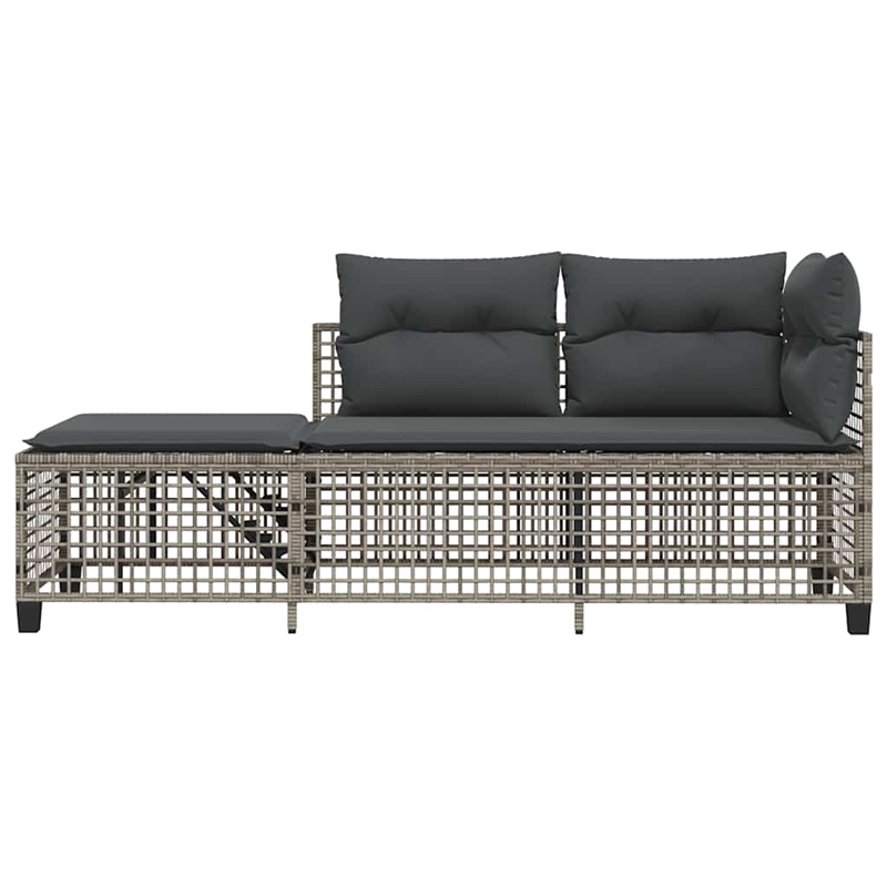 Afuera Living 3-Piece Rattan Corner Patio Sofa Set With Cushions in Dark Gray