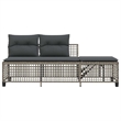 Afuera Living 3-Piece Rattan Corner Patio Sofa Set With Cushions in Dark Gray