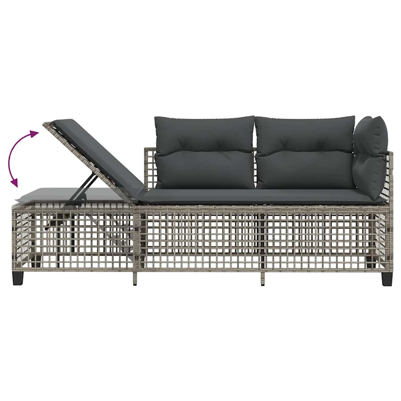 Afuera Living 3-Piece Rattan Corner Patio Sofa Set With Cushions in Dark Gray