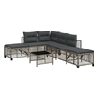 Afuera Living 3-Piece Rattan Corner Patio Sofa Set With Cushions in Dark Gray
