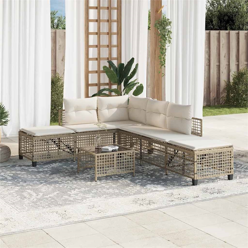 Afuera Living Garden Sofa Set in Beige & Cream With White Frame