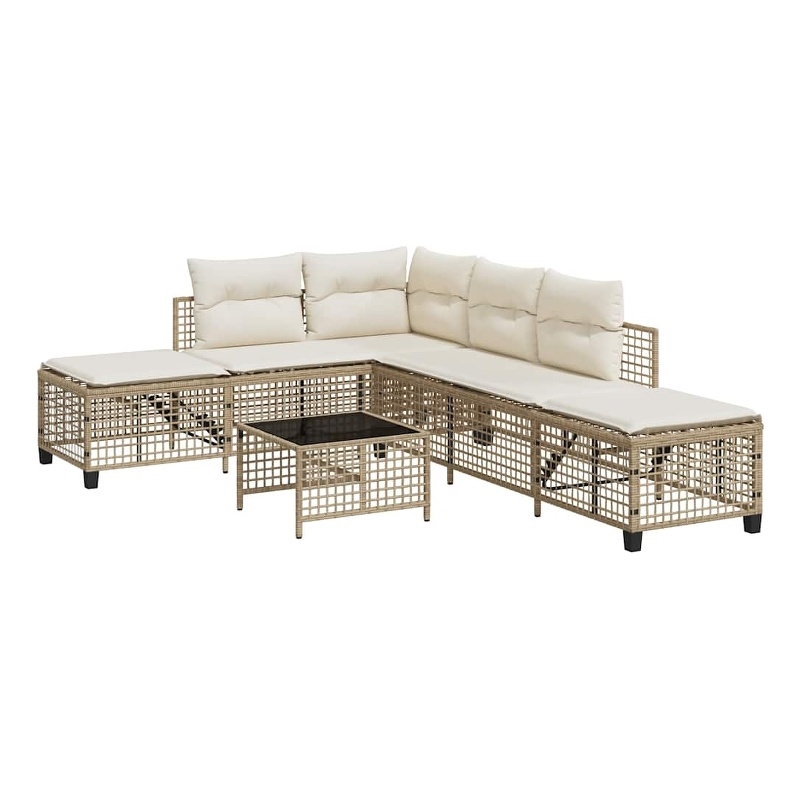 Afuera Living Garden Sofa Set in Beige & Cream With White Frame