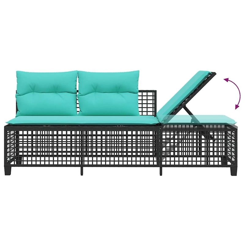 Afuera Living 3-Piece PE Rattan Patio Sofa Set Adjustable Armrests in Black