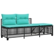 Afuera Living 3-Piece PE Rattan Patio Sofa Set Adjustable Armrests in Black